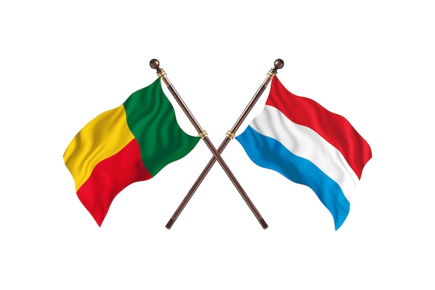 Benin versus Luxembourg Two Countries Flags Background