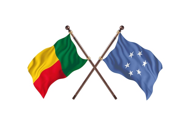 Benin versus Micronesia Two Countries Flags Background