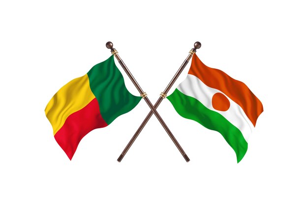 Benin versus Niger Two Countries Flags Background