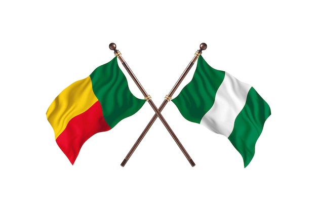 Benin versus Nigeria twee landen vlaggen achtergrond