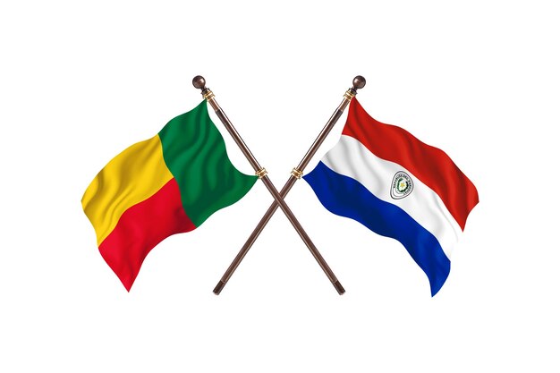 Benin versus Paraguay Two Countries Flags Background