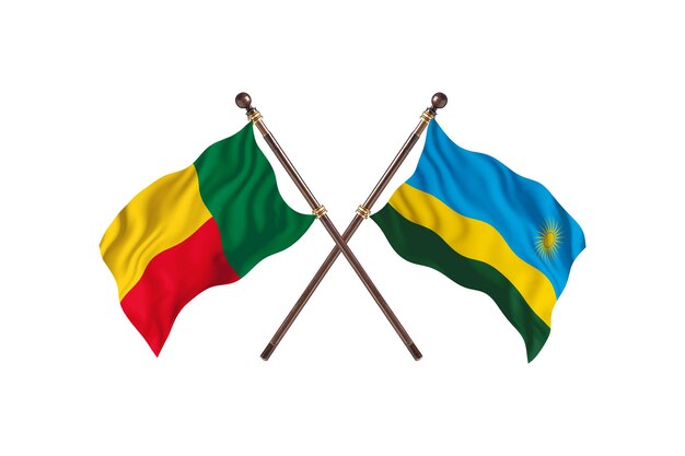 Benin versus Rwanda Two Countries Flags Background