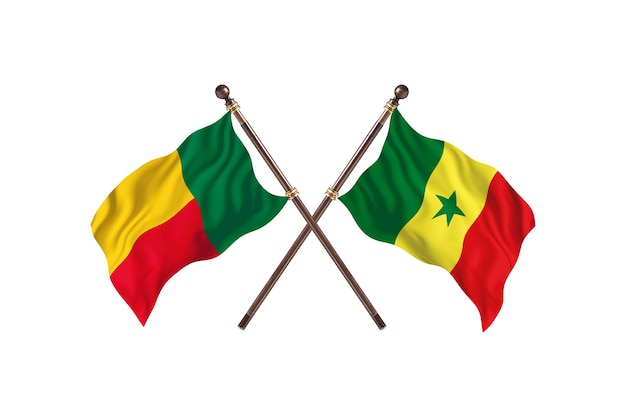 Benin versus Senegal Two Countries Flags Background