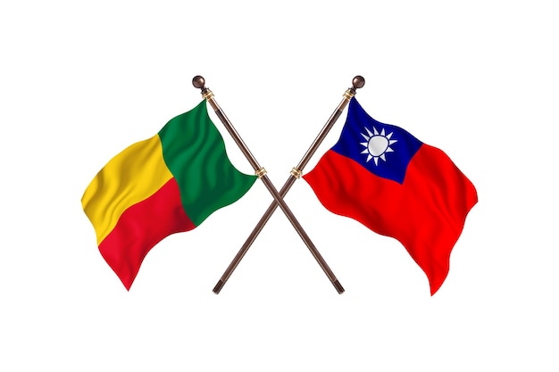 Benin versus Taiwan Two Countries Flags Background