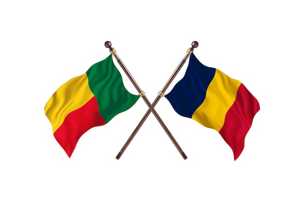 Benin versus Tsjaad Twee landen vlaggen achtergrond