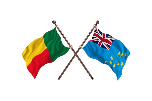 Benin versus Tuvalu twee landen vlaggen achtergrond