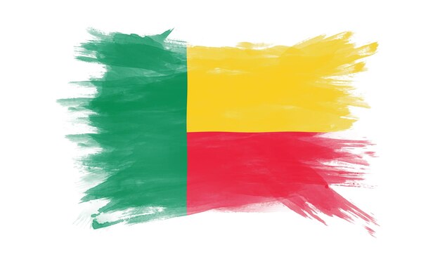 Benin vlag penseelstreek, nationale vlag op witte achtergrond