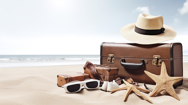 Benodigdheden voor een perfecte stranddag Bagage en accessoires Generatieve AI