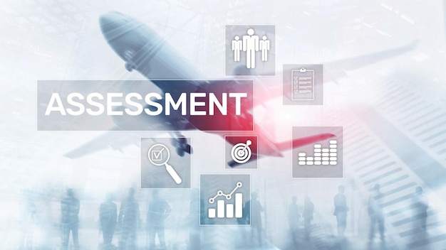 Beoordeling Evaluatie Maatregel Analytics Analyse Bedrijfs- en technologieconcept op onscherpe achtergrond