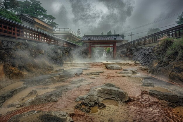 Photo beppu japans oniishibozu jigoku famous for bubbling mud