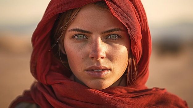 Berber woman from the sahara desert with red scarf