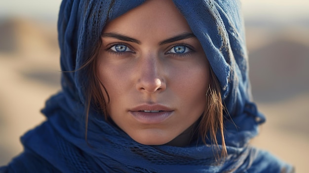 写真 サハラ砂漠の青い目を持つベルベル族の女性