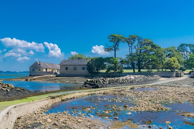 Berder island in Brittany at rising tide