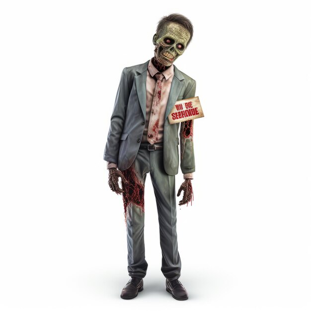 Foto berekende zombie verkoopman symbolische rekwisieten in chinapunk stijl