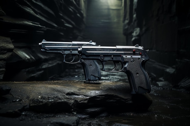 Beretta M9 Handwapens filmische weergave donker Ai gegenereerd