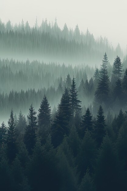 berg boslandschap dennenboom silhouet