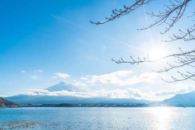 Berg Fuji San bij Kawaguchiko-meer.