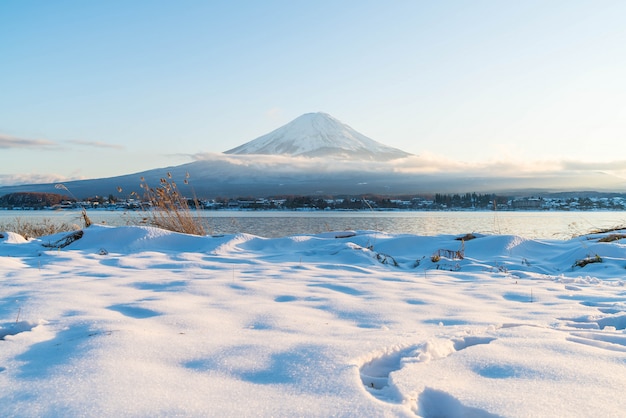 Berg Fuji San bij Kawaguchiko-meer.