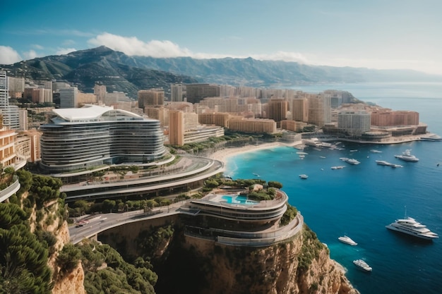 Berg in Monaco Montecarlo stad riviera Drone zomer foto Air 360 vr virtual reality drone pan