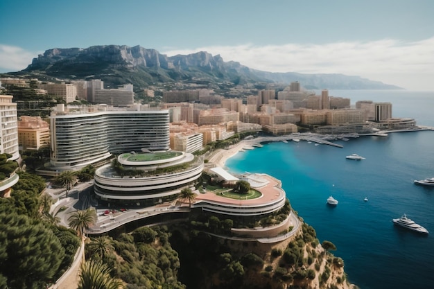 Berg in Monaco Montecarlo stad riviera Drone zomer foto Air 360 vr virtual reality drone pan