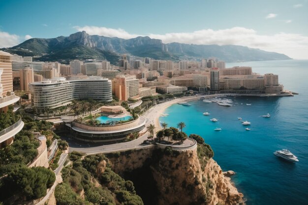 Berg in Monaco Montecarlo stad riviera Drone zomer foto Air 360 vr virtual reality drone pan