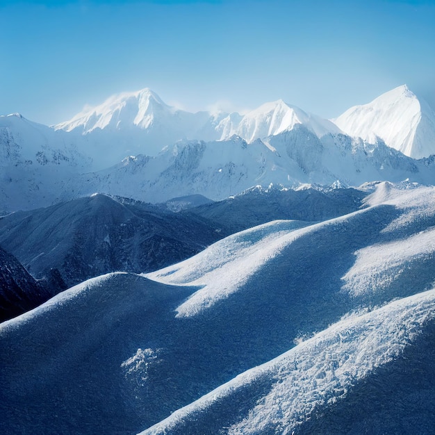 Berg winterlandschap Met sneeuw bedekte bergen