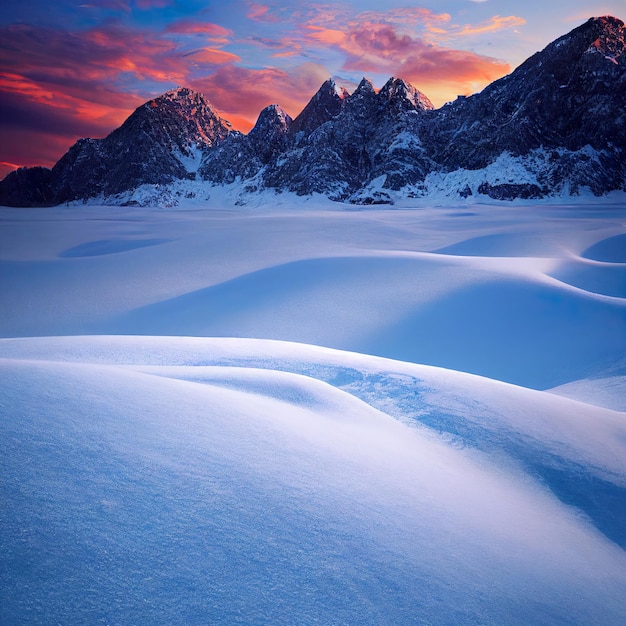 Berg winterlandschap Met sneeuw bedekte bergen