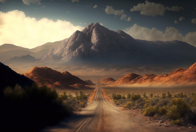 Bergachtige woestijnweg