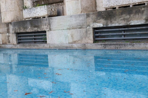 Bergamo winter fountain on the Via Antonio Locatelli concept photo