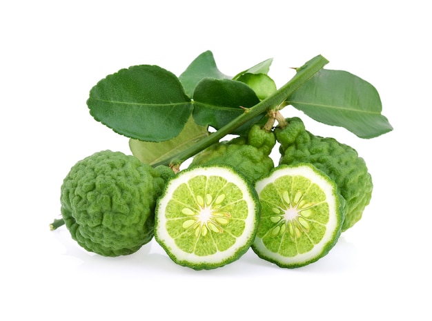 Bergamot fruit with leaf isolated