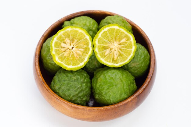 Bergamot kaffir lime herb fresh isolated on white