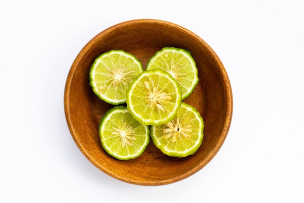 Bergamot kaffir lime herb fresh isolated on white