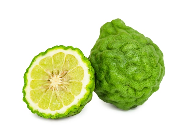 Bergamot and kaffir lime isolated on white background