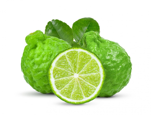 Bergamot or kaffir on white background