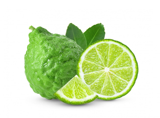 Bergamot or kaffir  on white 