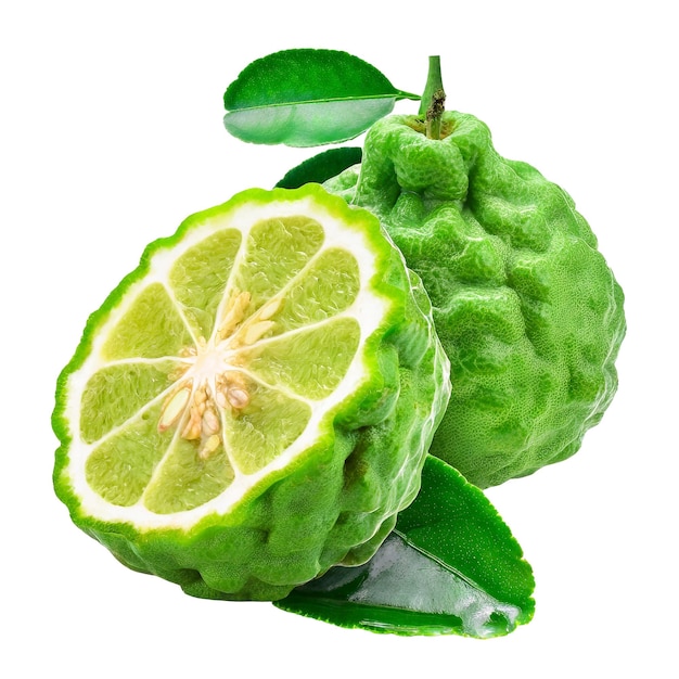 Bergamot with leaf isolated on white background