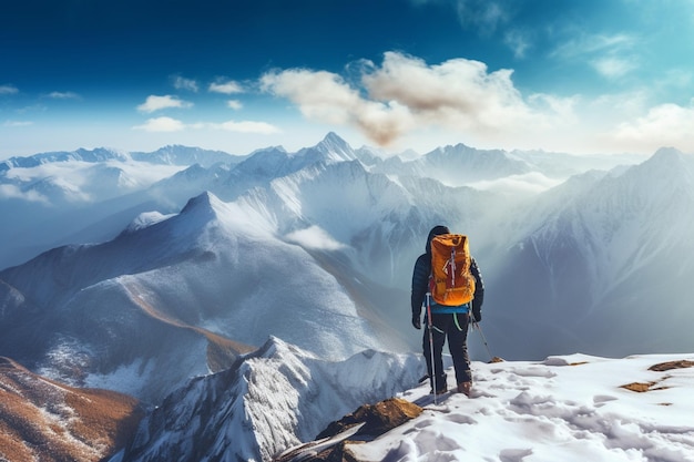 Bergbeklimmer Summit Panorama Generatieve AI