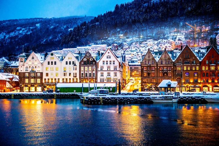Foto bergen stad in noorwegen