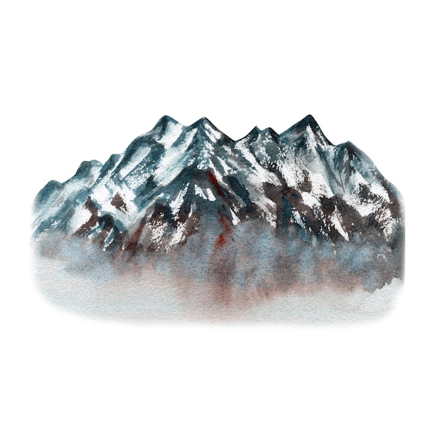 Foto bergformatie achtergrond ontwerpelement sneeuwtoppen abstracte alpen aquarel illustratie