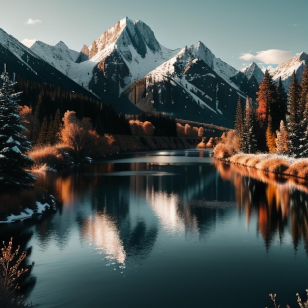 Foto bergketen onder gouden zonsondergang