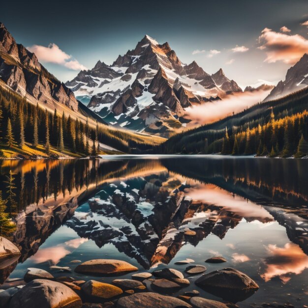 Foto bergketen onder gouden zonsondergang