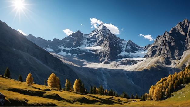 berglandschap berglandschap bij zonsondergang panorama berglandschap 8k voor tv behang