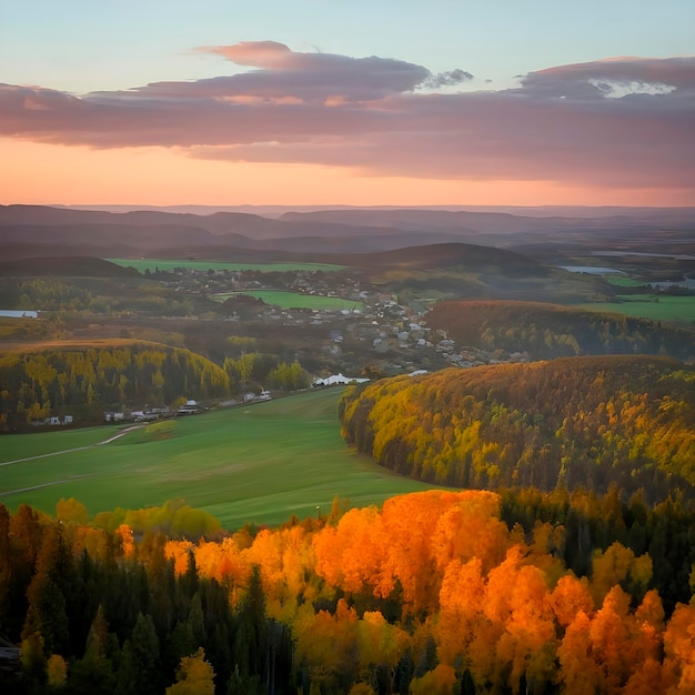 Berglandschap bij zonsopgang ai gegenereerd