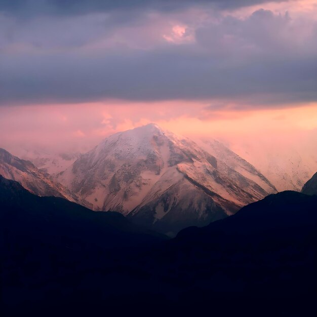 Berglandschap bij zonsopgang ai gegenereerd