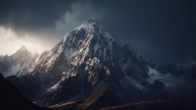 Berglandschap met AI-generatie van filmische verlichting