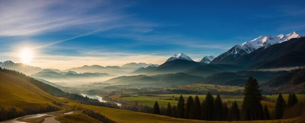 berglandschap met mist Generatieve AI