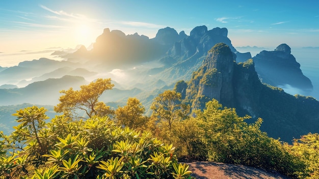 berglandschap panoramisch HD 8K behang Stock Fotografisch beeld