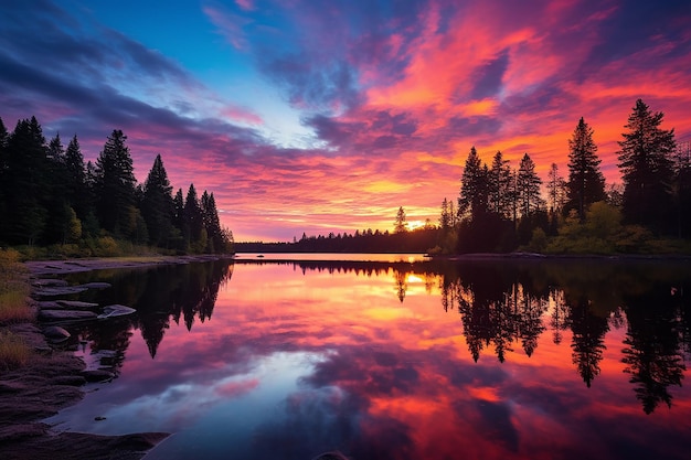 Bergmeer zonsopgang landschap vreedzaam behang