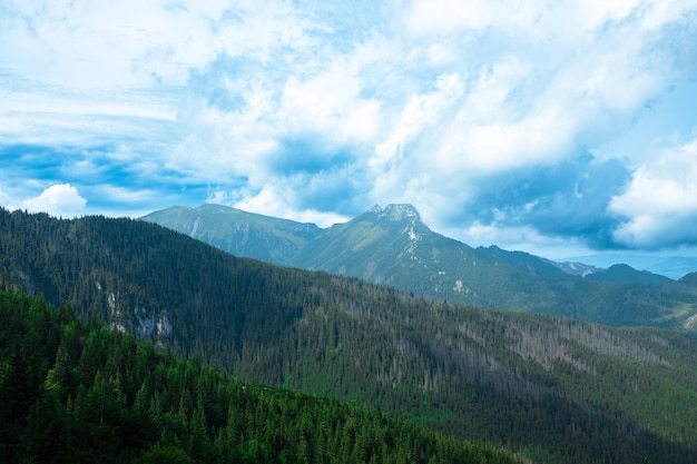 Foto bergpanorama van de tatra-bergen vanaf kasprowy wierch kasper piek op een zomerdag in polen