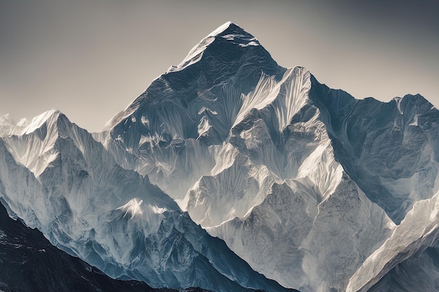 Foto bergtop in de sneeuw in de ochtend nepal prachtig landschap in de bergen